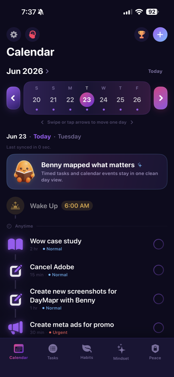 Daymapr calendar screen