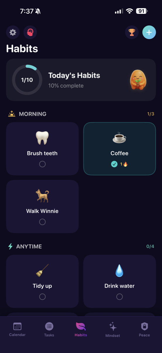 Daymapr habits screen