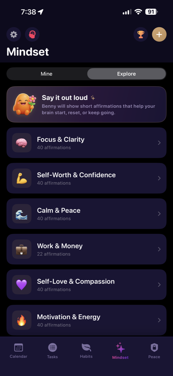 Daymapr mindset screen