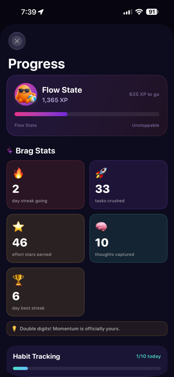 Daymapr progress screen