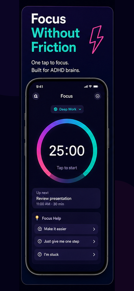 Focus without friction promo panel